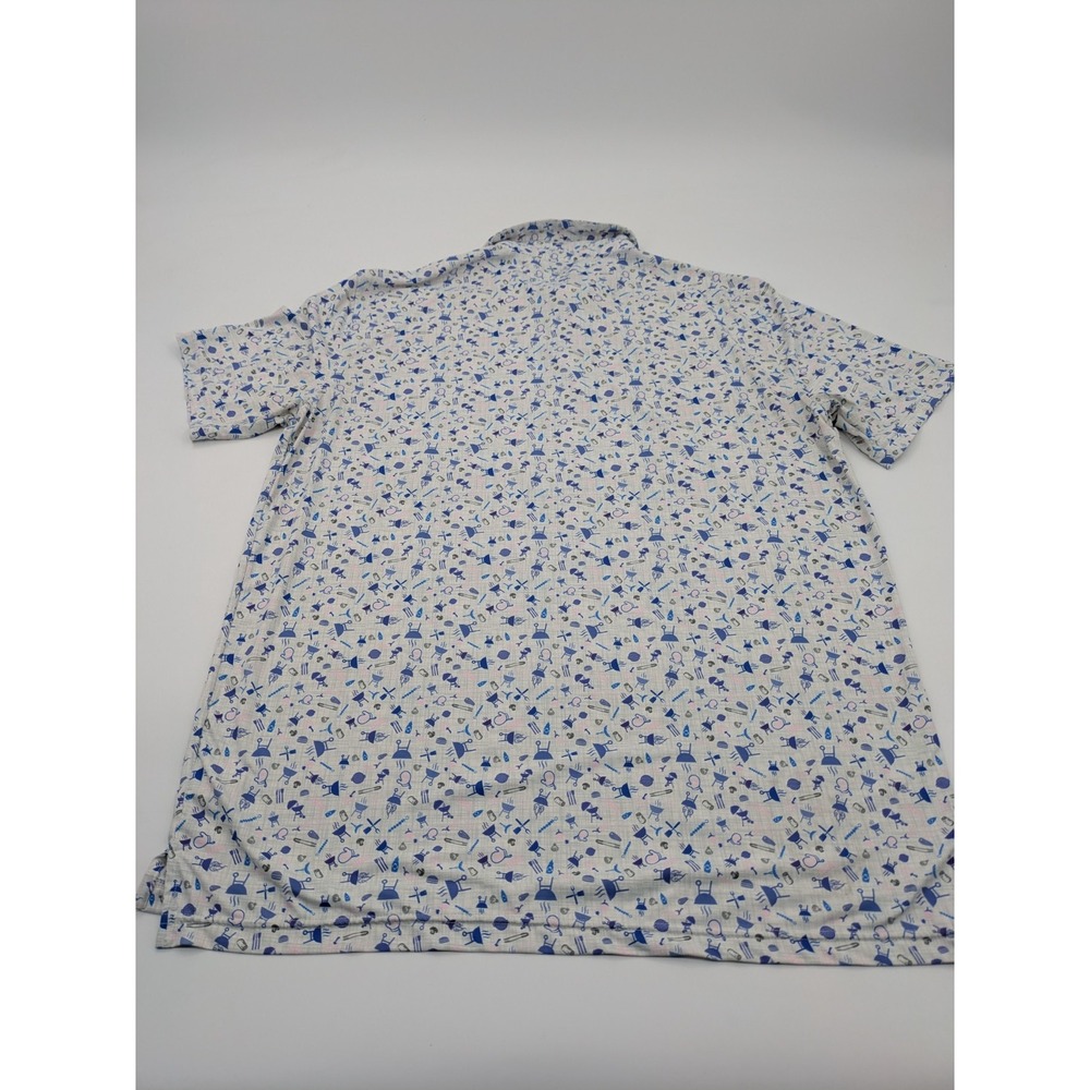 1764 Polo Shirt Men's Large Blue Lightweight Performance, All-Over Print BBQ - Picture 8 of 9
